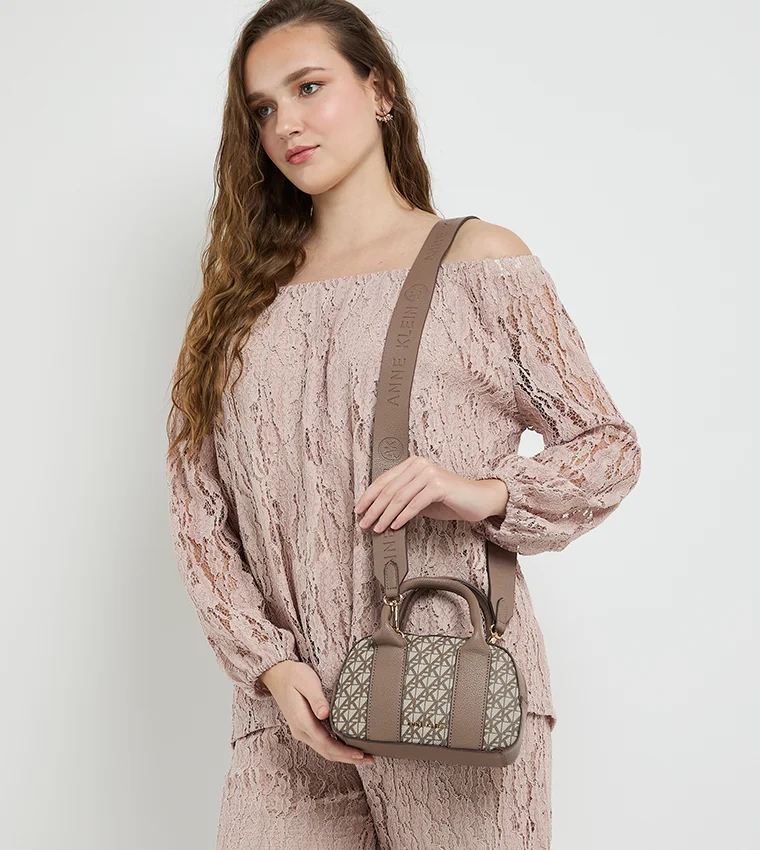 ANNE KLEIN Anne Klein Monogram Patterned Mini Satchel Bag